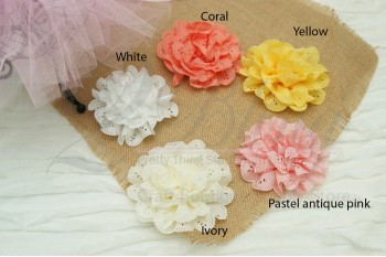 Ruffle Eyelet Flower Shimmery (L, 10cm), Pack of 2